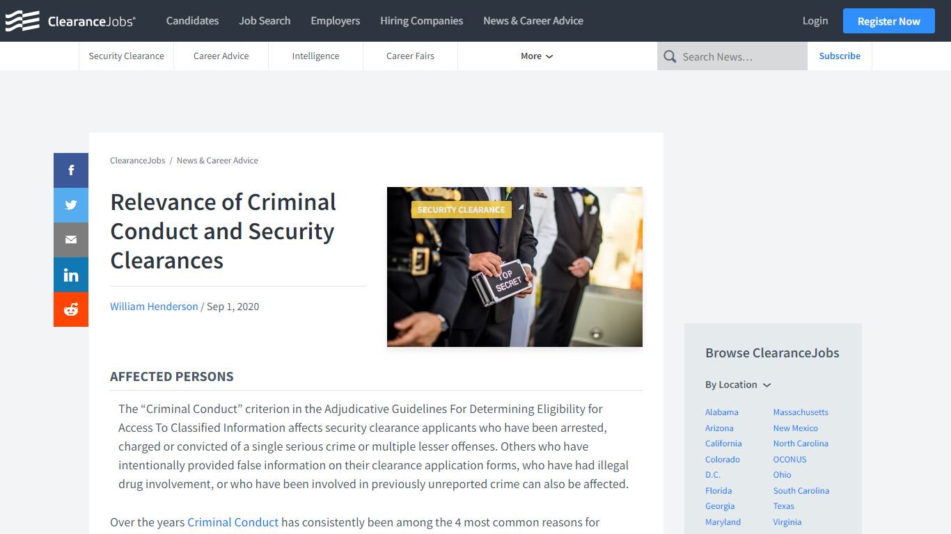 Relevance of Criminal Conduct and Security Clearances